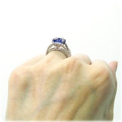 リング 18K 大粒6.0ct タンザナイト ダイヤモンド 鑑別書 k18
