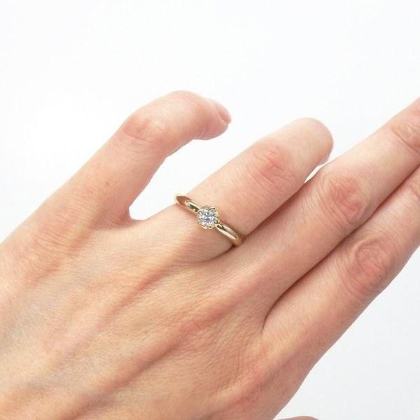 リング 18金 一粒石 ダイヤ エンゲージ 0.25ct SI-クラス k18ゴールド 婚約指輪 エンゲージ 父の日の画像