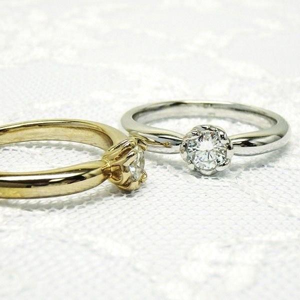 リング 18金 一粒石 ダイヤ エンゲージ 0.25ct SI-クラス k18ゴールド 婚約指輪 エンゲージ 父の日の画像