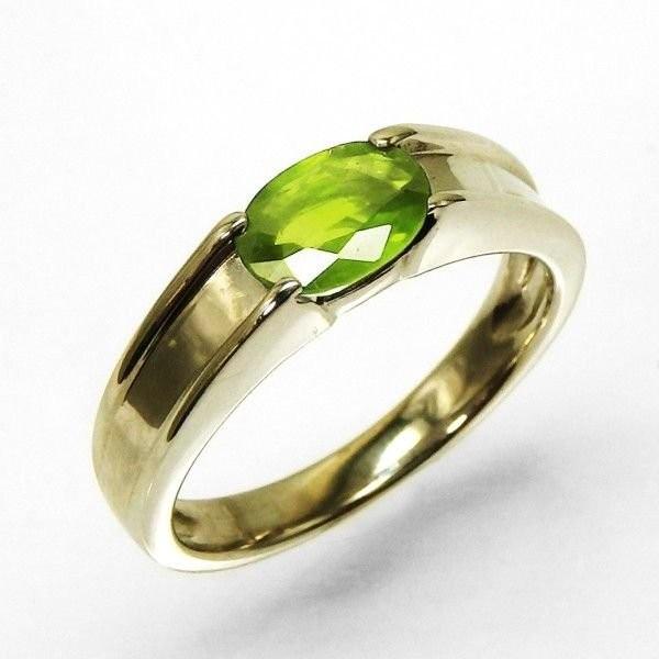 リング ペリドット ８月誕生石 18金 一粒石 誕生石 パワーストーン k18ゴールド 指輪 父の日の画像