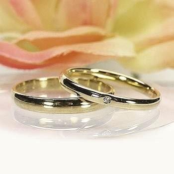ペアリング マリッジ 一粒石 18金 ダイヤ 天然ダイヤモンド k18ゴールド 結婚指輪 父の日の画像