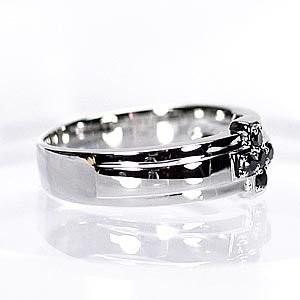リング メンズ クロス シンプル ブラックダイヤモンド Pt900プラチナ 結婚指輪 父の日の画像