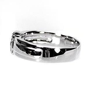 リング メンズ クロス シンプル ダイヤモンド k10ホワイトゴールド 結婚指輪 父の日の画像