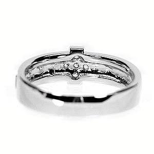 リング メンズ クロス シンプル ダイヤモンド k10ホワイトゴールド 結婚指輪 父の日の画像