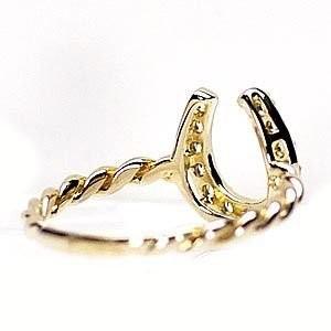 リング 馬蹄 天然ダイヤモンド k18ゴールド 18金 ダイヤ ホースシュー