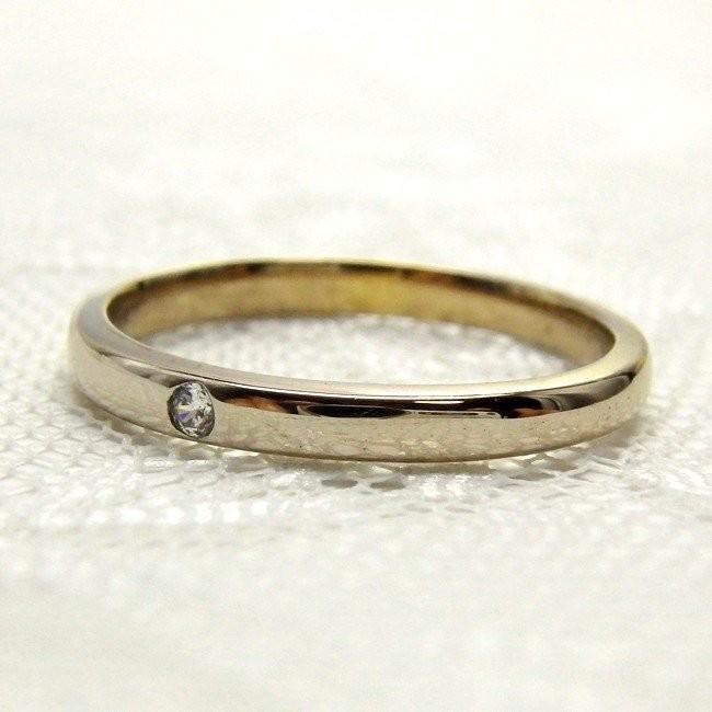 リング k18ゴールド一粒石 ダイヤ k18ゴールド ミディ ファランジ 重ね付け 結婚指輪 父の日の画像