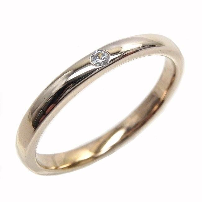 リング k18ゴールド一粒石 ダイヤ k18ゴールド ミディ ファランジ 重ね付け 結婚指輪 父の日の画像