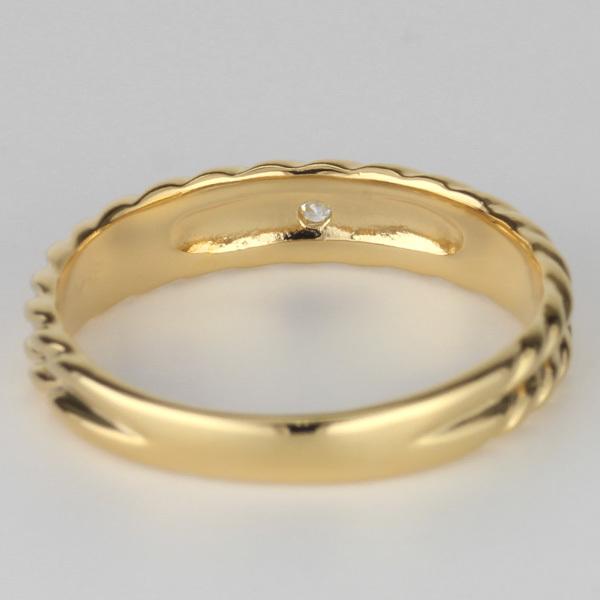 一粒ダイヤ リング 指輪 ダイヤモンド 18k k18 18金 ゴールド ロープ ツイスト ねじり 父の日の画像