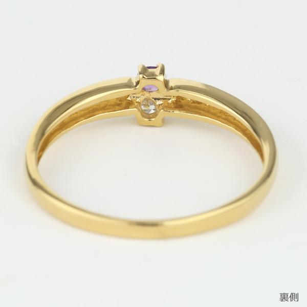 ダイヤモンド カラーストーン リング k18 18k 18金 指輪 2石 シンプル 誕生石 レディース 父の日の画像