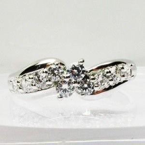 リング ダイヤモンド 0.50ct Pt900 プラチナ フラワー 花 指輪 父の日の画像