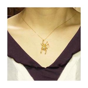 ネックレス ダイヤモンド クモ 昆虫 k18 18金 ゴールド ペンダント