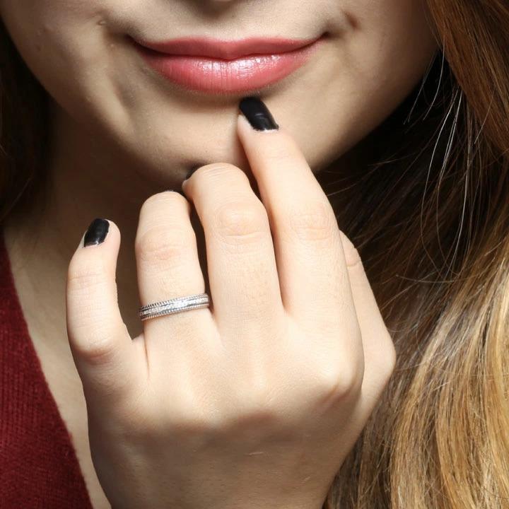 ダイヤモンドリング プラチナ Pt900 縄 なわ シンプル 指輪 マリッジ 誕生日 結婚 父の日の画像