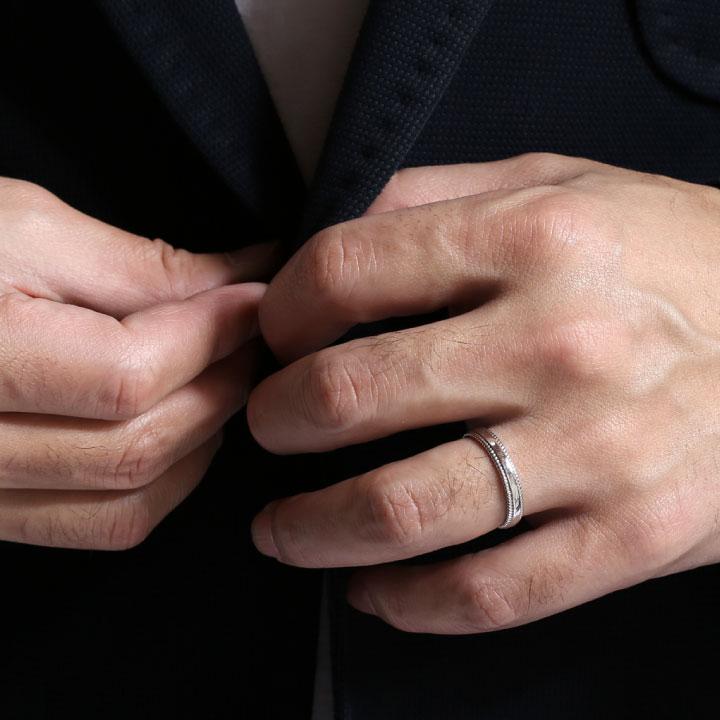 メンズリング k18 18金 18k ダイヤモンド 縄 シンプル 指輪 マリッジ 地金 誕生日 結婚 父の日の画像