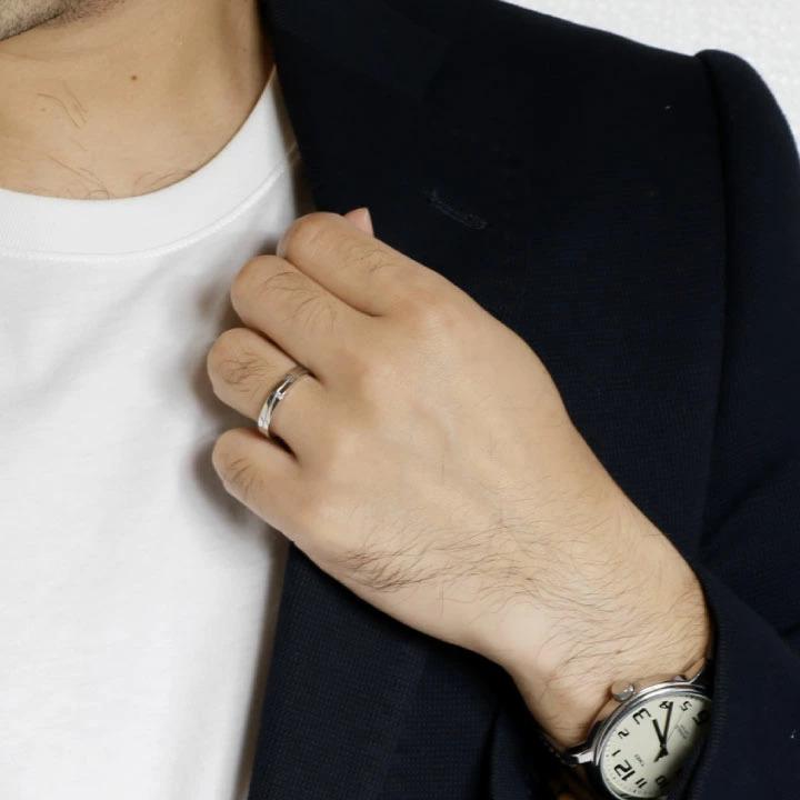 メンズリング プラチナ ダイヤモンド Pt900 平打ち シンプル 指輪 マリッジ 幅広 地金 誕生日 結婚 父の日の画像