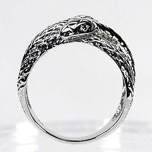 リング 10K ヘビ スネーク ダイヤモンド ２頭蛇 ヘビ指輪 k10ホワイトゴールド 縁起物・金運アップ 父の日の画像