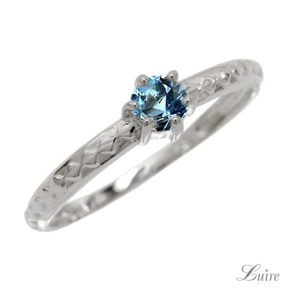 リング レディース アクアマリン 一粒石 アンティーク風 誕生石 カラーストーン 記念日 プラチナ900