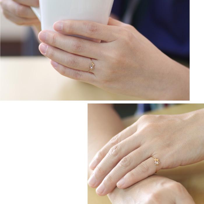 リング 指輪 レディース スター 星 一粒 ダイヤモンド k18 18金 18k ピンキー ファランジ 誕生日プレゼント 父の日の画像