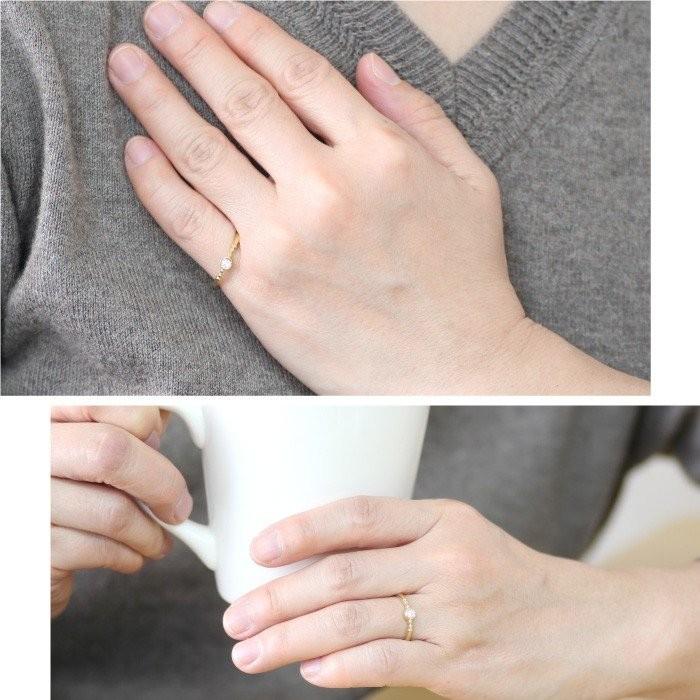 リング レディース 一粒 ダイヤモンド シンプル k10 ゴールド 10金 結婚 婚約指輪 誕生日 プレゼント 父の日の画像