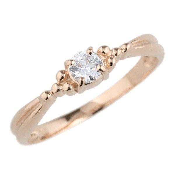リング レディース 一粒 ダイヤモンド シンプル k18 ゴールド 18金 結婚 婚約指輪 誕生日 プレゼント 父の日の画像