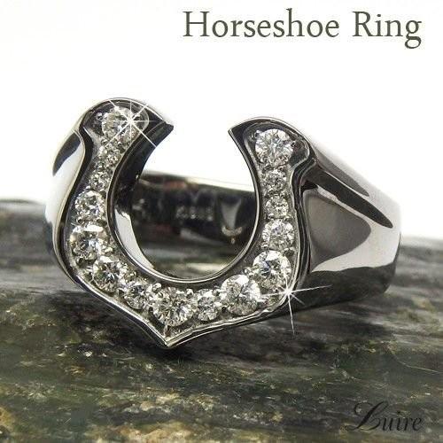 リング 指輪 馬蹄 メンズ ダイヤモンド ホースシュー k18ホワイト