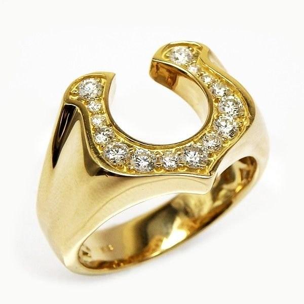 リング 指輪 馬蹄 メンズ ダイヤモンド ホースシュー k18ゴールド 鑑別