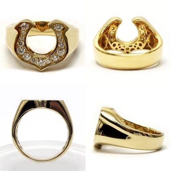 リング 指輪 馬蹄 メンズ ダイヤモンド ホースシュー k18ゴールド 鑑別