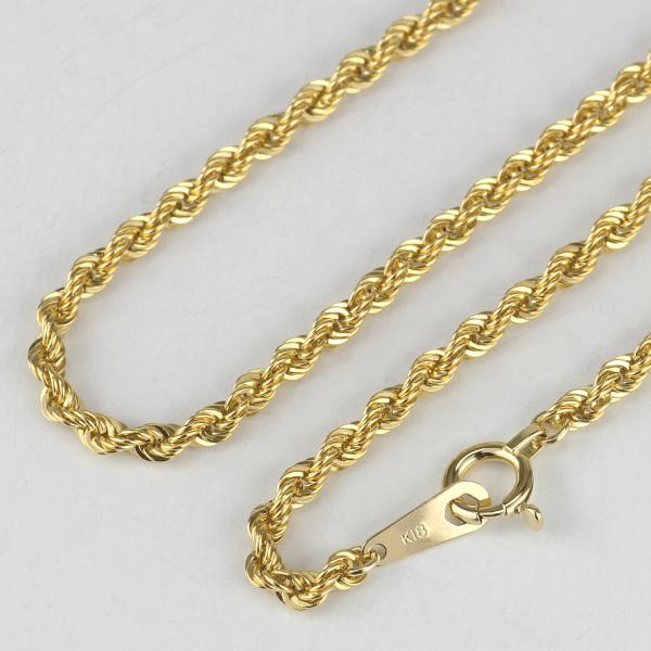 ネックレス チェーン 18金 イエローゴールド 45cm 中空 ロープ 18k k18