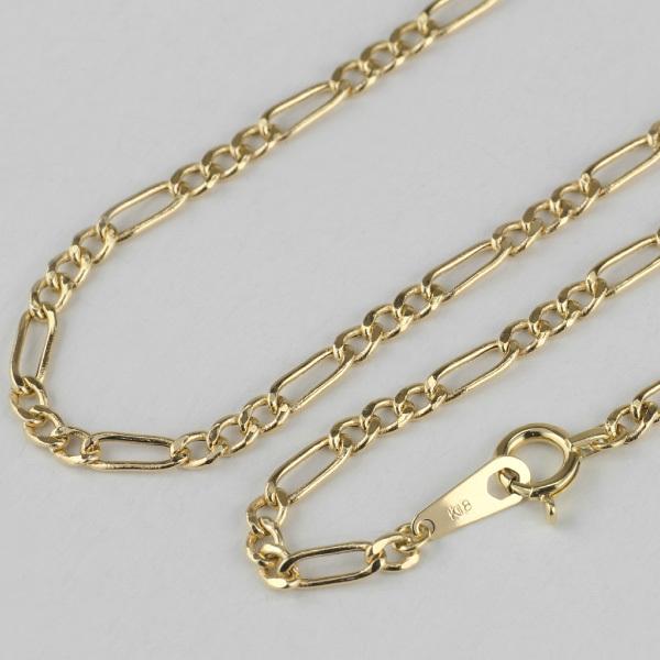 ネックレス チェーン 18金 イエローゴールド 50cm 中空 フィガロ チェーン 18k k18 父の日の画像