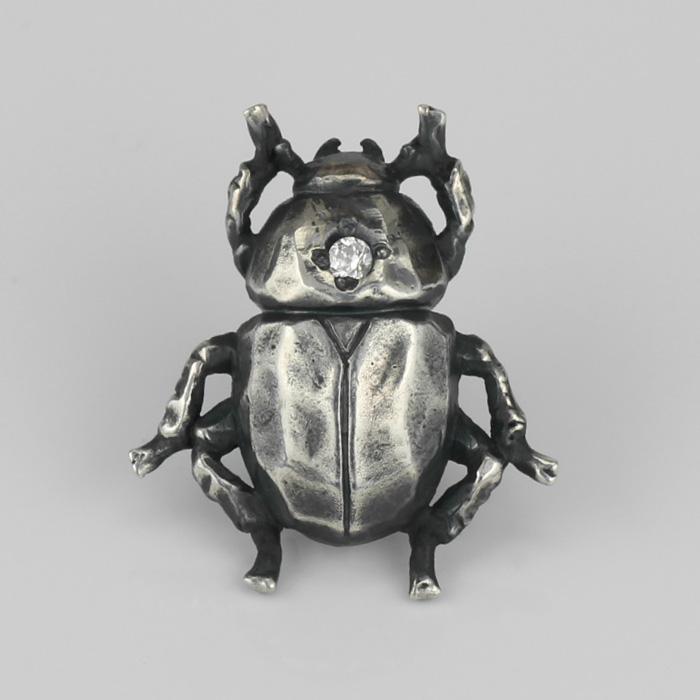 【買取店】K18 スカラベ フンコロガシ カラトゥーシュ トップ ヒエログリフ ラペルピン メンズ フンコロガシ スカラベ 昆虫 虫 シルバー SV925