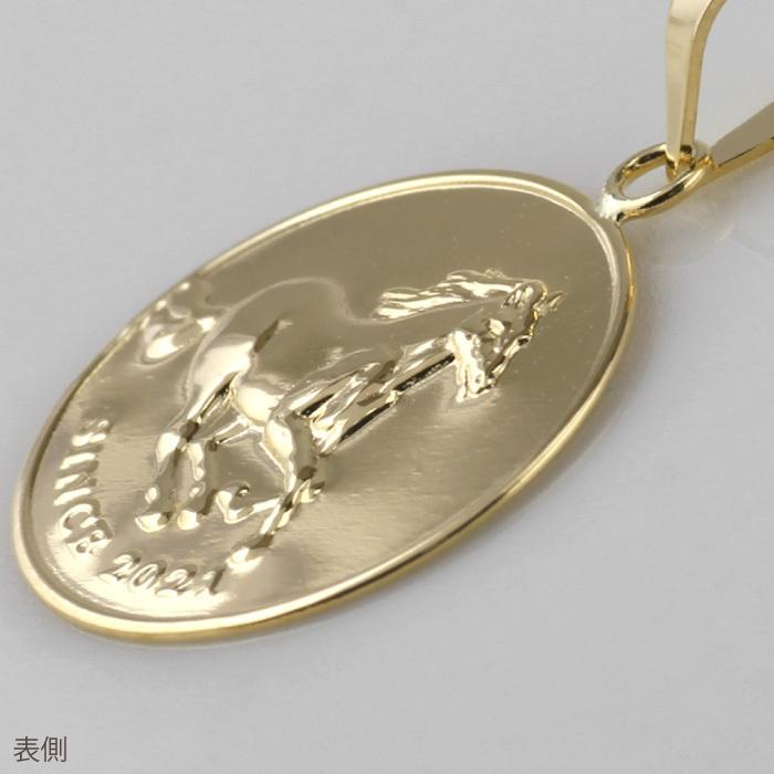 ネックレス コイン k18 レディース ペンダント 馬 ホース プレスコイン 18金 18k 地金 誕生日 プレゼント 父の日の画像