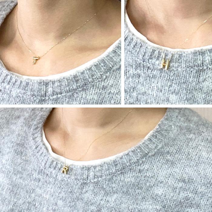 イニシャル ネックレス 18k k18 18金 ゴールド 地金 ペンダント レディース シンプル 小ぶり 誕生日 プレゼント 父の日の画像