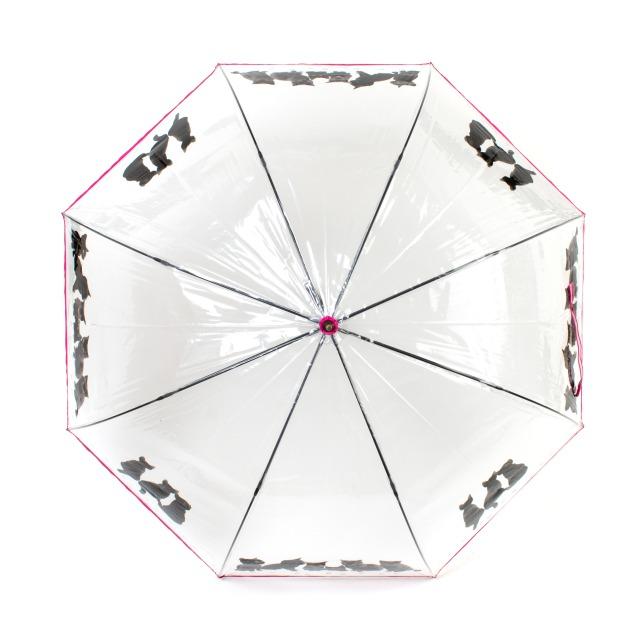 婦人長傘 ワンタッチ レディース ビニール 猫柄プリント 耐水性バッチリ おしゃれ 通勤通学 普段使いに 大判深張りで形が綺麗で濡れにくい ブラックキャッツ | 