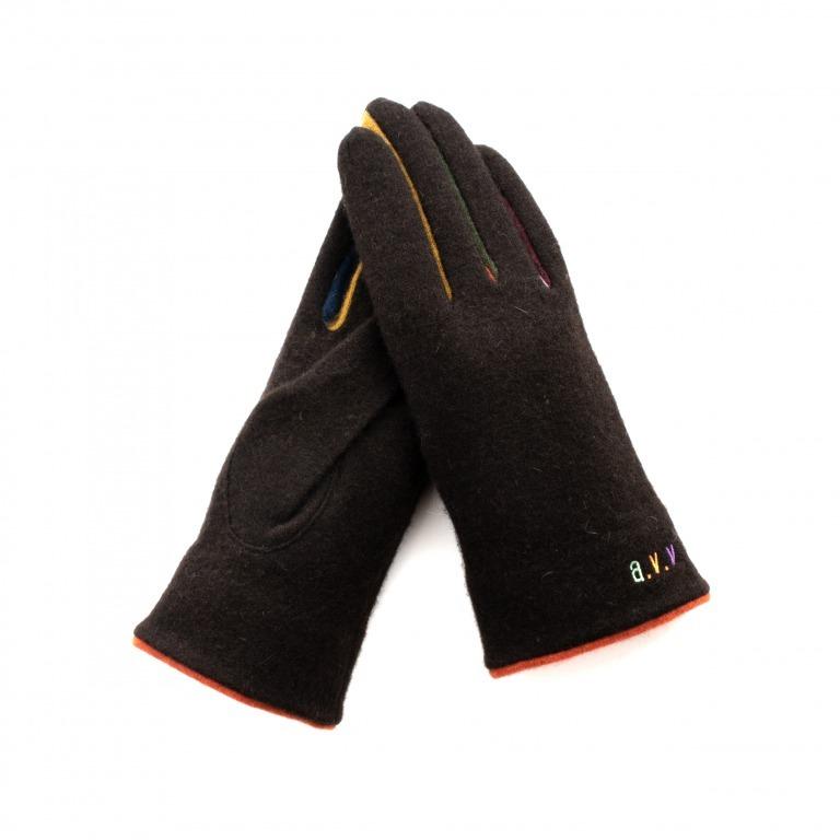 a.v.v（アー・ヴェ・ヴェ）手袋 レディース スマホ対応 ５本指 防寒 暖かい ジャージ 進物 ギフト ファッション おしゃれ ブラウン TH-5715-BR 日本製 冬手袋 | a.v.v | 02