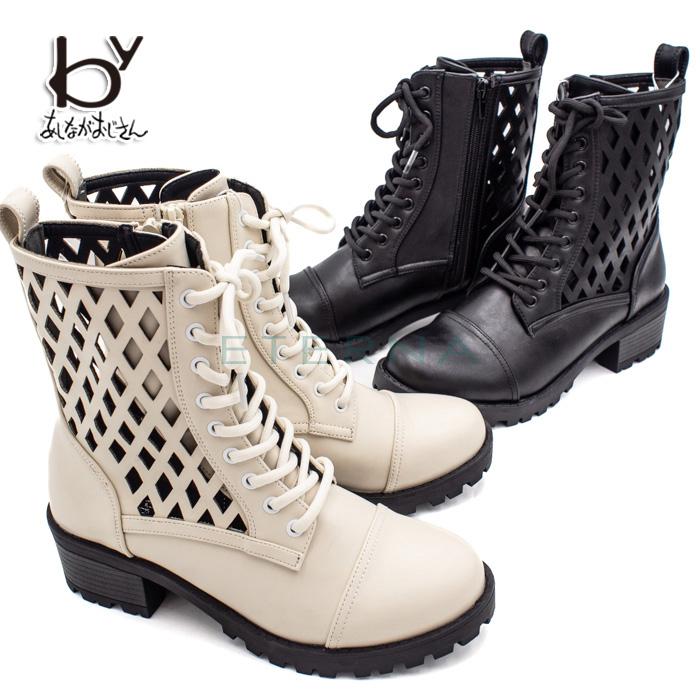 22春夏新作 Byあしながおじさん 靴 レディース ブーツ メッシュ レースアップ カジュアル ソックスコーデ ファスナー レーザーカット 白 黒 送料無料 Shl 3100 Eterna 靴とバッグの専門店 通販 Yahoo ショッピング