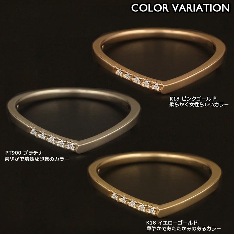 18金 リング レディース 指輪 K18 V字 ダイヤモンド ピンキーリング ゴールド ラインストーン 18Kの画像