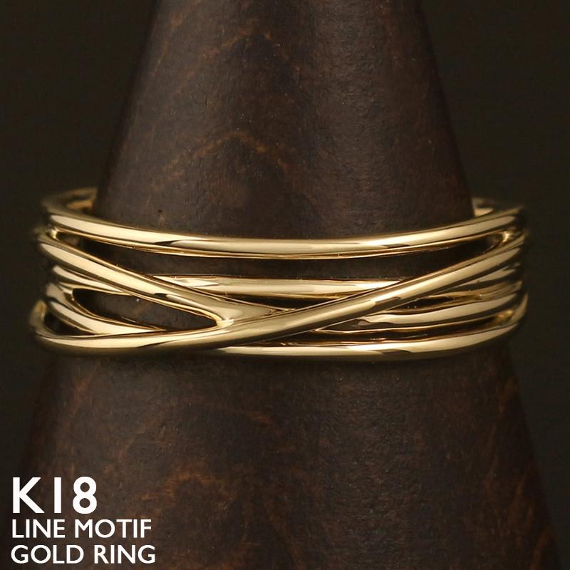 18金 リング レディース 指輪 K18 ゴールド 地金 ジガネ 重ね付け