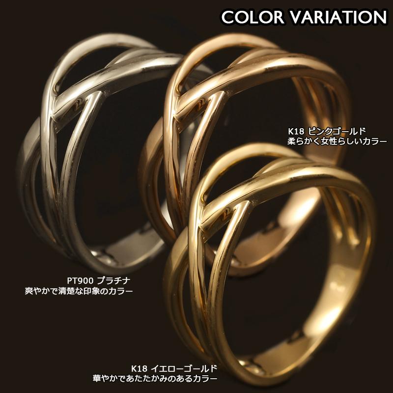18金 リング レディース 指輪 K18 ライン 流線 18K 華奢 シンプル 地金 ジガネの画像