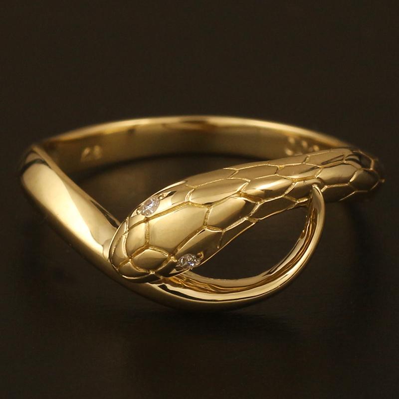 18金 リング レディース 指輪 K18 ダイヤモンド ゴールド 蛇