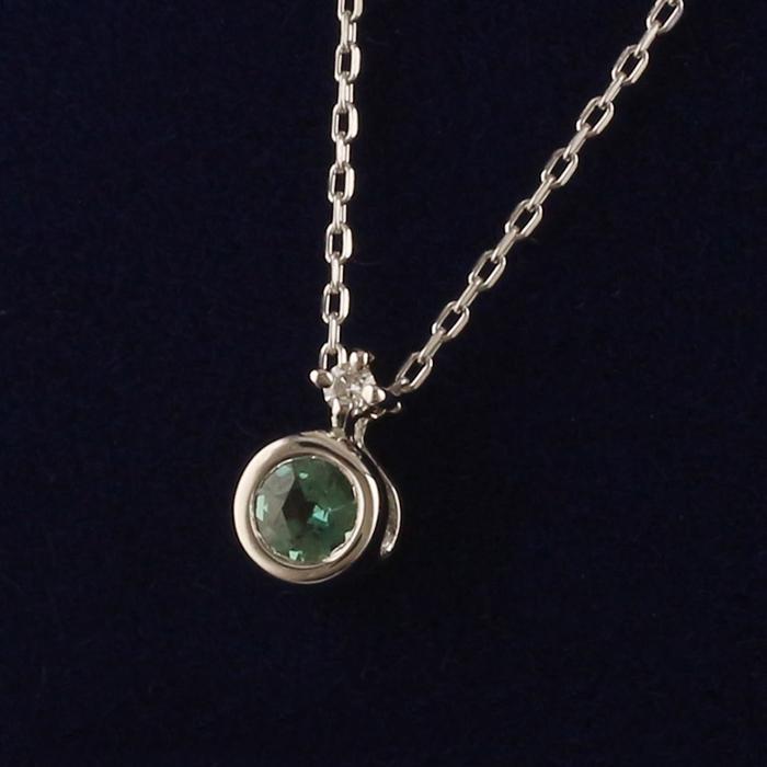 アレキサンドライトネックレス　Pt900 神秘的なカラーチェンジ】Pt900 K18 18金 計1.25カラット ラボグロウン