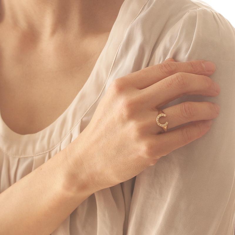 18金 リング レディース 指輪 馬蹄 ホースシュー K18 ダイヤモンド 18K