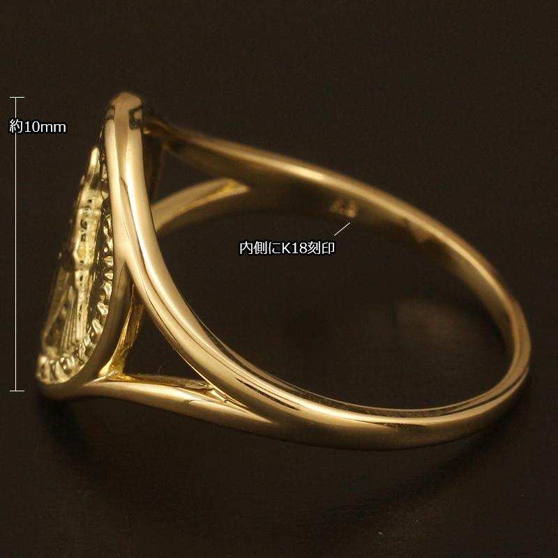 18金 リング レディース 指輪 マリア コイン メダイ K18 地金 ジガネ 18K 華奢 シンプル ゴールドの画像