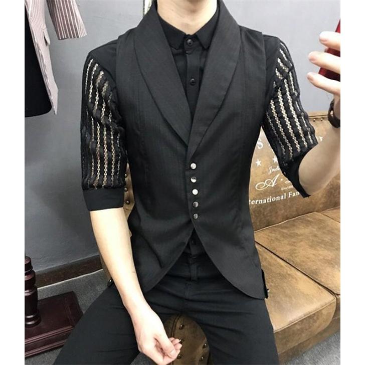 特価 ジレベスト メンズ ベスト カーディガン 19 ノースリーブ スリム 個性的 カジュアル ホスト 前開き カラー ブラック Www Straightuplondon Com