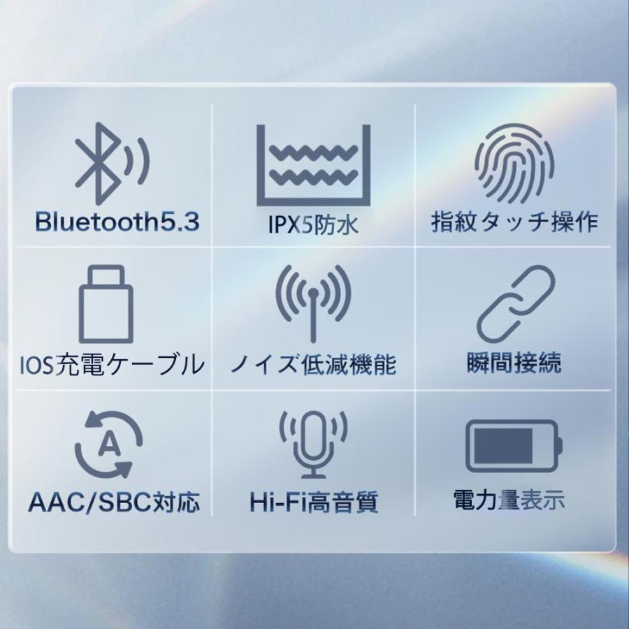 ワイヤレスイヤホン  Bluetooth 5.3  小型 iphoneコスパ  イヤホン Siri対応 左右分離型 Hi-Fi 自動ペアリング Android iPhone 軽量 プレゼント 防水｜eternal-st｜04