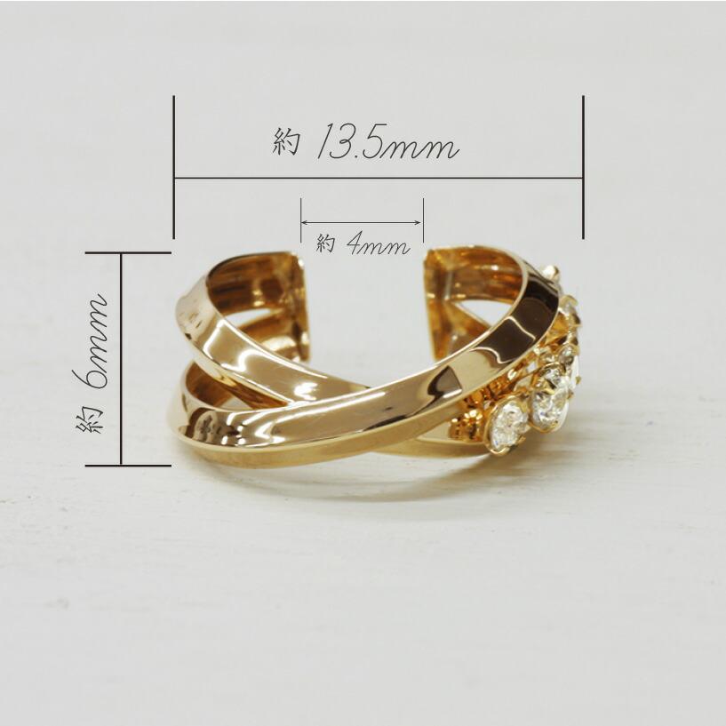 k18YG ダイヤモンド0.16ct 痛くなりづらい イヤーカフ 18金  立体 フープタイプ 片耳の画像