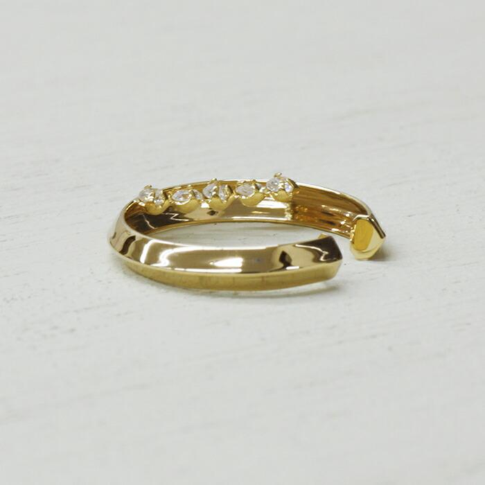 k18YG ダイヤモンド 0.07ct 痛くなりづらい イヤーカフ 18金 イエローゴールド サークル フープタイプ 手作りの画像