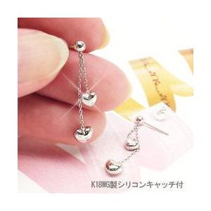 k18ホワイトゴールド ハートロングピアス ｋ18WG 18金 レディース ジュエリー アクセサリーの画像