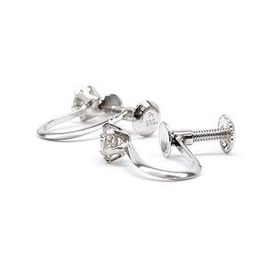 一粒 イヤリング ダイヤモンド ソリティア 0.4ct プラチナ900 pt900 ひと粒 レディース ジュエリー アクセサリーの画像