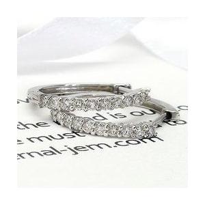 ダイヤモンド ピアス 0.3ct 中折れ フープピアス k18ゴールド 18金 レディース ジュエリー アクセサリーの画像