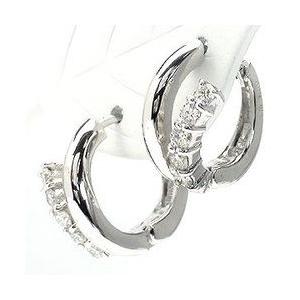 ダイヤモンド ピアス k18ゴールド 0.3ct 一粒 中折れ フープ 18金 