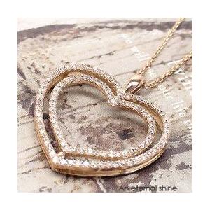 ハート ペンダント ダイヤモンドネックレス 0.5ct k18ゴールド オープンハート 18金 レディース アクセサリー
